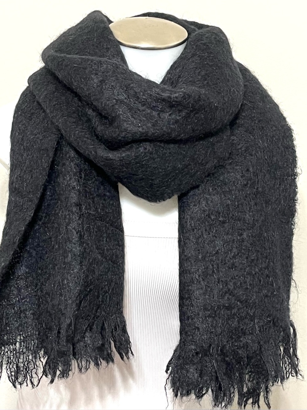 Vintage Glentana mohair and wool black scarf from Scotland